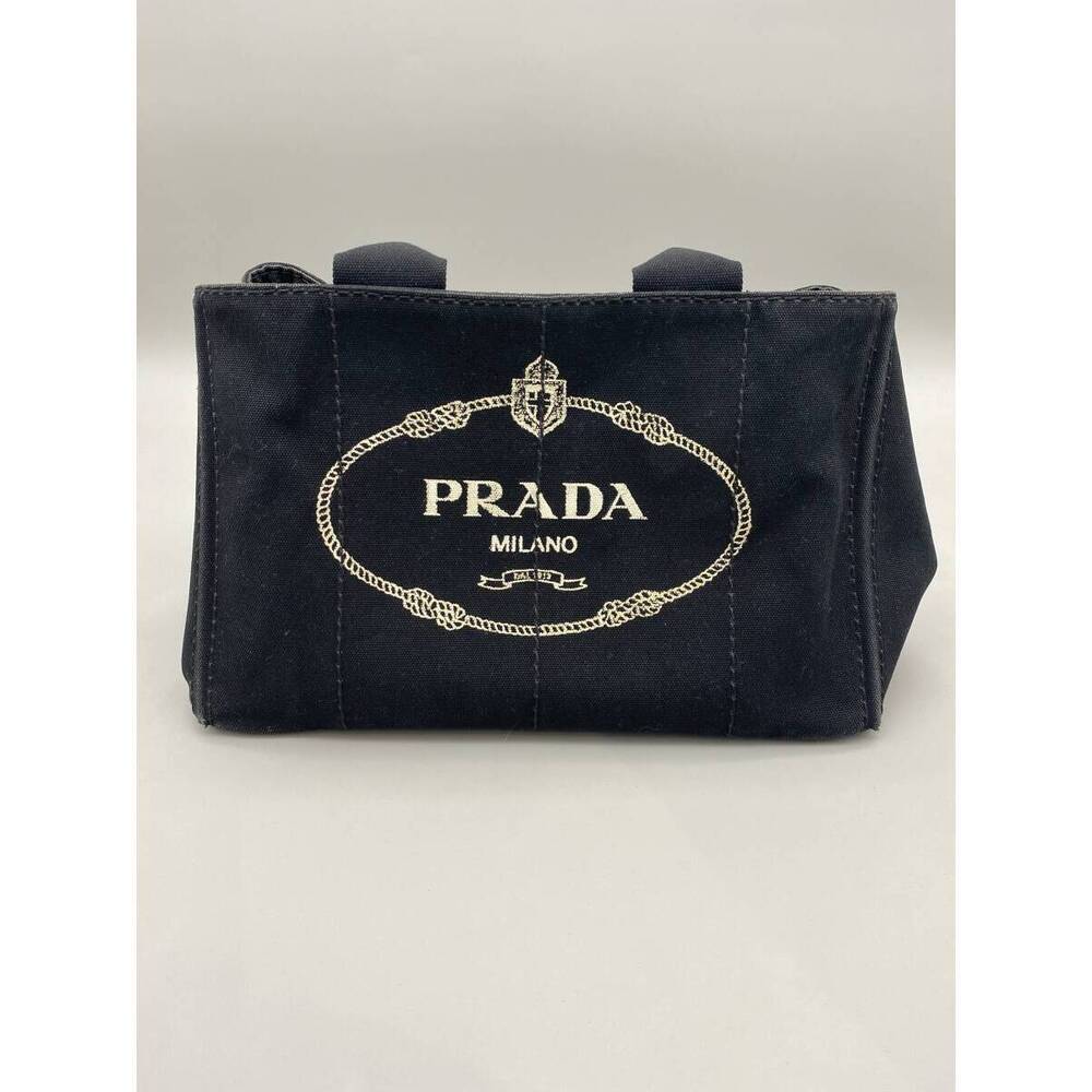 Prada Canapa Tote Bag Canvas Black Handbag